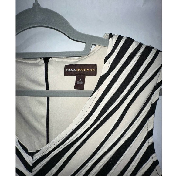 Dana Buchman Black Zebra V-Striped Sleeveless‎ Dress Size M - Picture 3 of 3